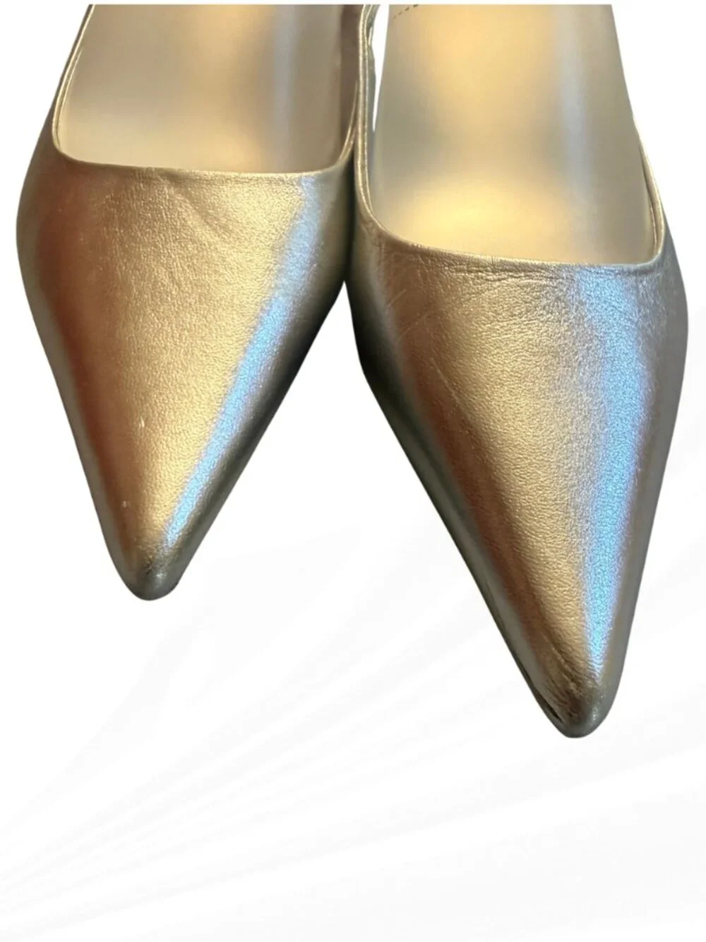 Zara Silver Metallic Slingback Heels Pointed Toe Pumps EU 39 US 8 NWOB Wedding - Picture 5 of 16